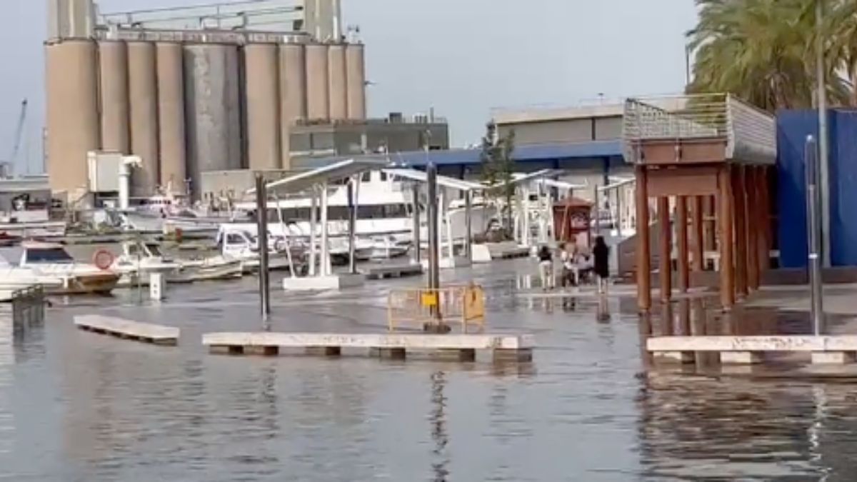 Imatge de la zona per a vianants del Serrallo inundada.