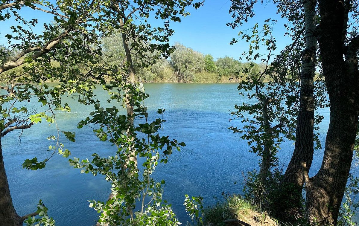 El riu Ebre, aigües avall de Tortosa.