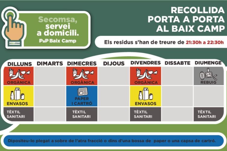 calendari recollida porta porta residus cambrils prova pilot nacio