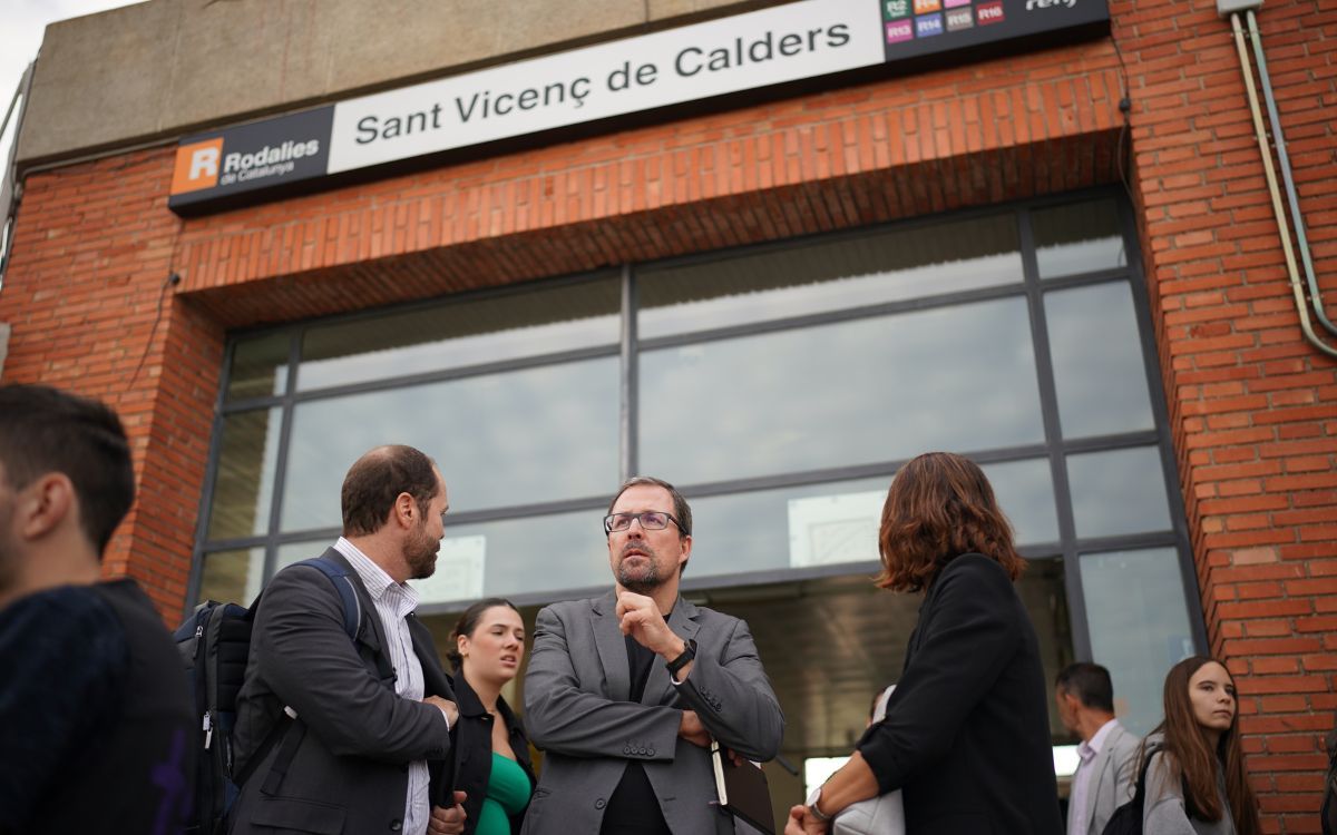 El president de Renfe, Raül Blanco, a l'estació de Sant Vicenç de Calders.