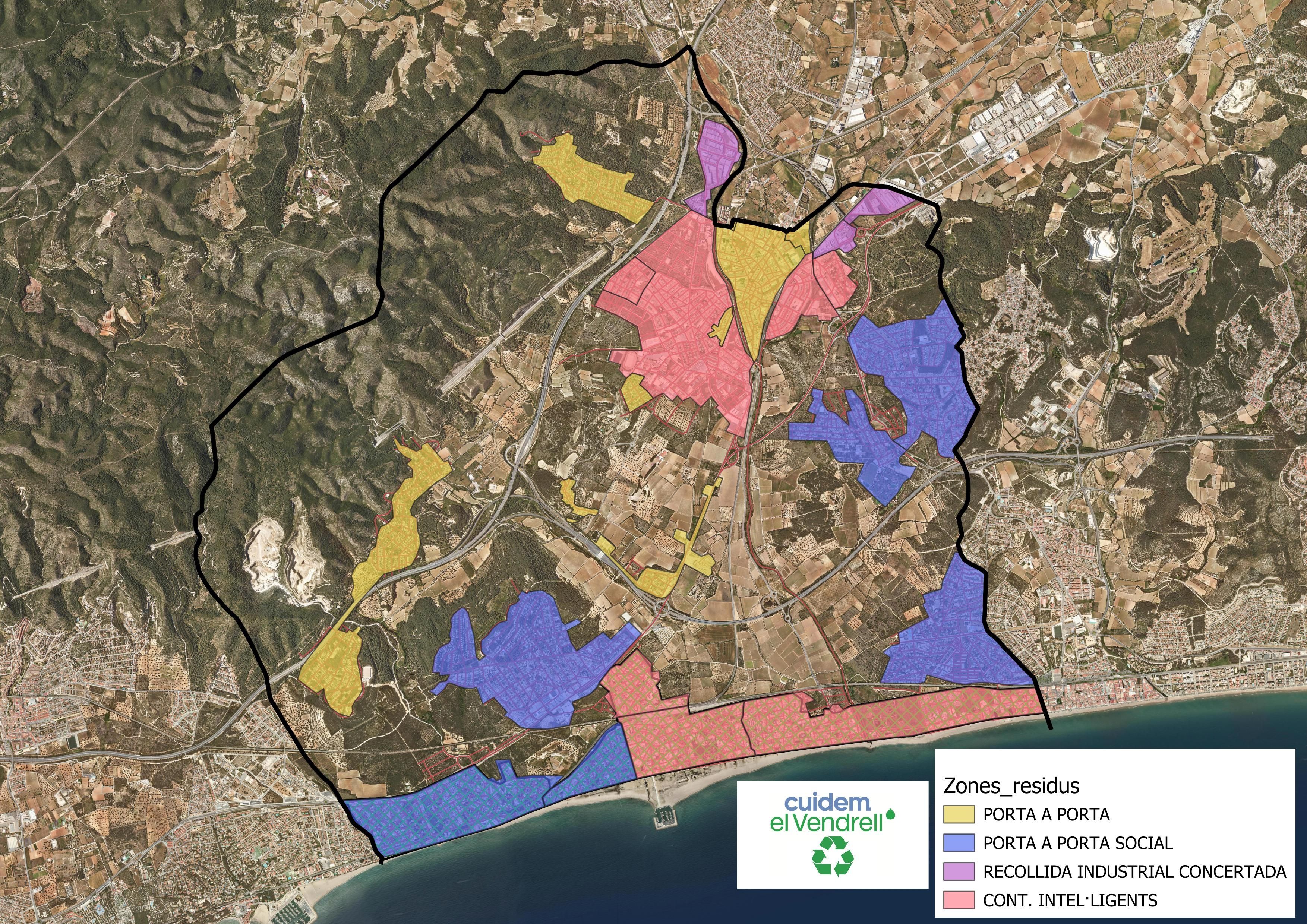 Les diferents zones de recollida del Vendrell