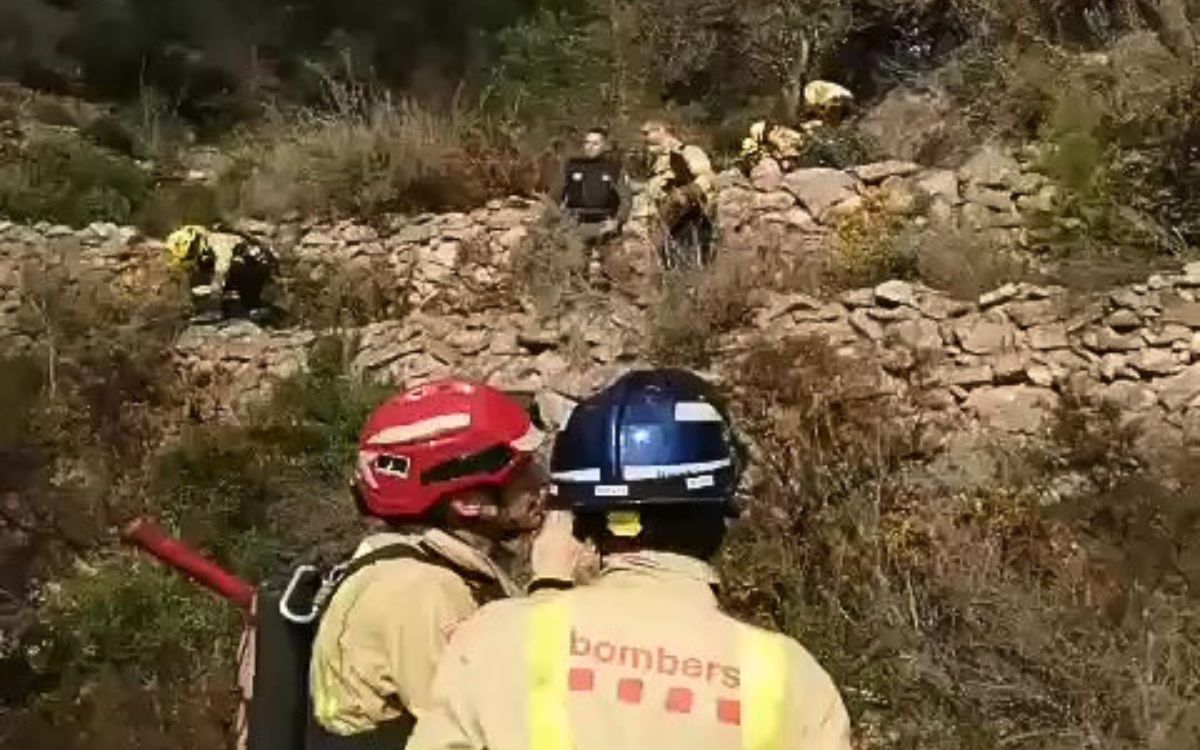 Agents dels Bombers de la Generalitat treballant en l'incendi