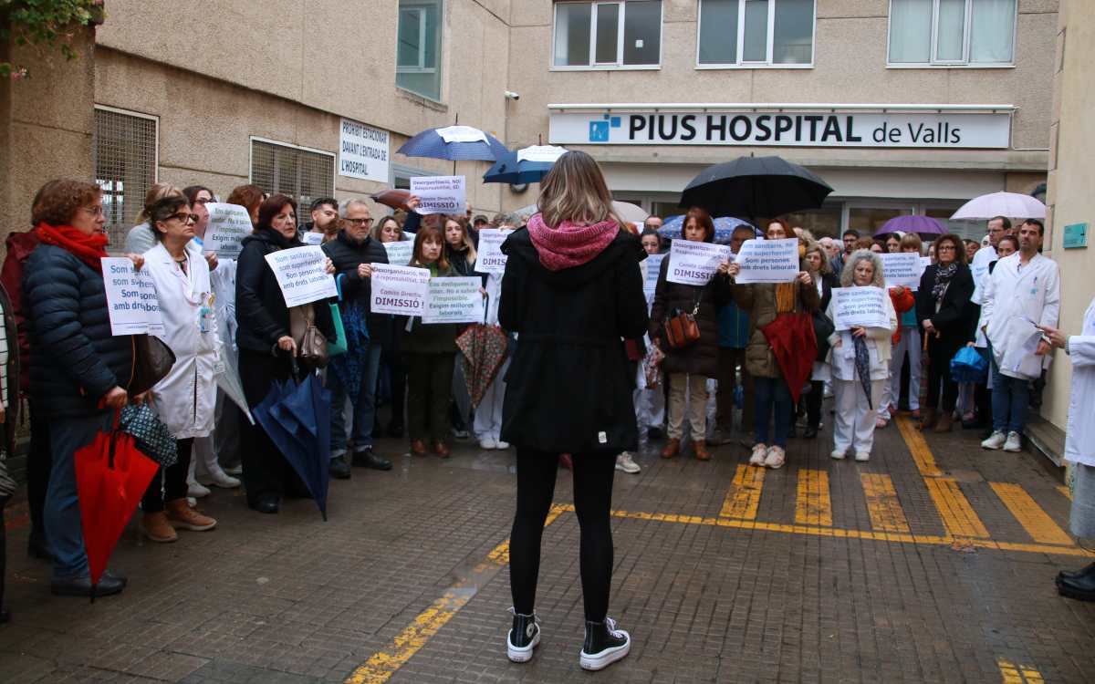 Imatge d'una protesta dels treballadors al Pius Hospital de Valls