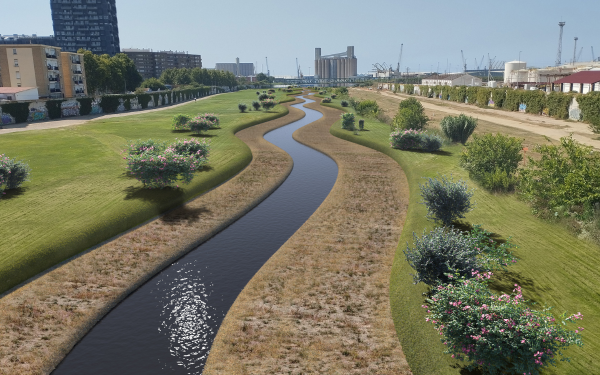 Imatge virtual del projecte de renaturalització del riu Francolí al seu pas per Tarragona.